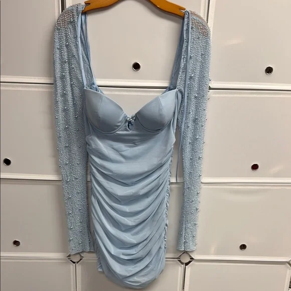 oh polly blue prom dress Embellished Cowl Neck Maxi Dress in Lavender Blue - 6